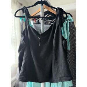 Old Navy Black Tie Shoulder Crop Top